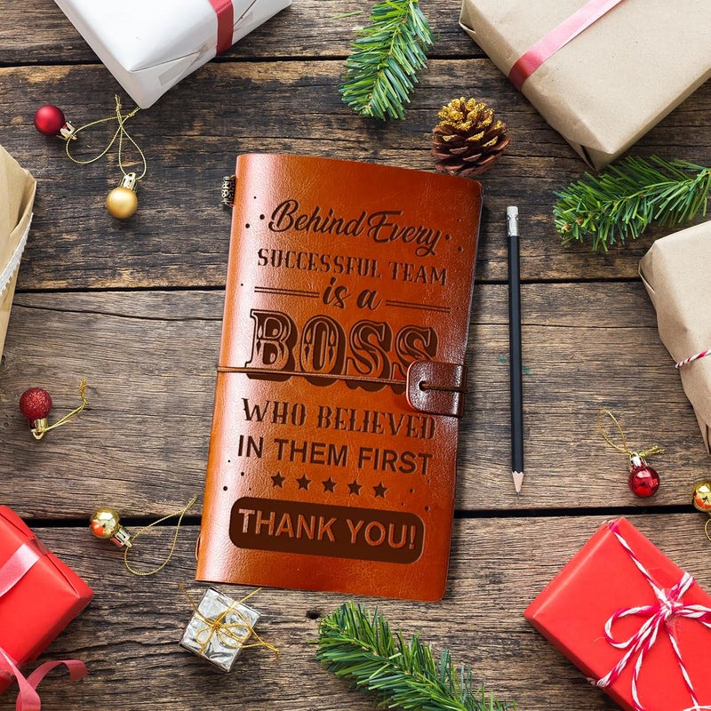 PRSTENLY Boss Gifts Leather Journal, 140 Page Refillable Journal Thank You Appreciation Farewell Retirement Christmas Birthday Bosses Day Gifts for Women Men Boss Lady - Image 5